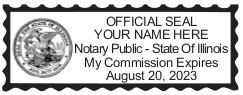 Illinois Notary Public Stamp, Sample Impression Image, Rectangle, 2.3x0.81 Inches