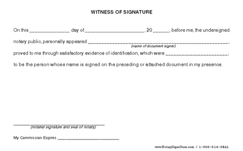 Notary Public Witness Of Signature Certificates Notary Supplies 